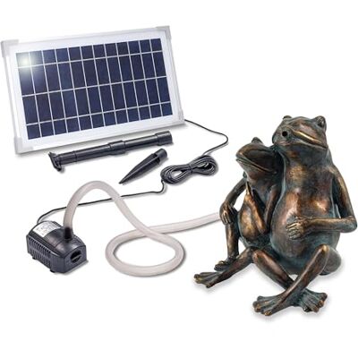 Esotec Solarbetriebener Gargouille Froschpaar Avec Solaire Pompe de Bassin 8 Watt 380 L/Hauteur Dimensions Env. 210 x 150 X 250 MM Jeux D'Eau pour Étang Jardin Statuette Décorative D' Puit - Publicité Esotec Solarbetriebener Gargouille Froschpaar Avec Solaire Pompe de Bassin 8 Watt 380 L/Hauteur Dimensions Env. 210 x 150 X 250 MM Jeux D'Eau pour Étang Jardin Statuette Décorative D' Puit - Publicité