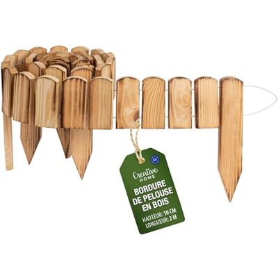 Creative Bordure de Pelouse en Bois 200 x 10 cm (L x H) Flammé - Publicité Creative Bordure de Pelouse en Bois 200 x 10 cm (L x H) Flammé - Publicité