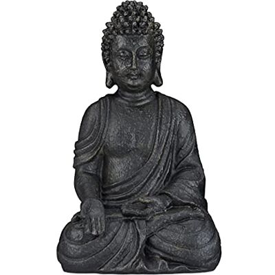 Relaxdays Statue de Buddha Figurine de Bouddha décoration Jardin Sculpture céramique Zen 40 cm, Gris foncé, grisfoncé - Publicité Relaxdays Statue de Buddha Figurine de Bouddha décoration Jardin Sculpture céramique Zen 40 cm, Gris foncé, grisfoncé - Publicité