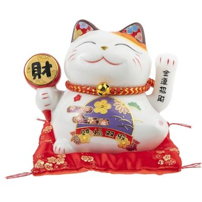 lachineuse Statuette Chat Maneki Neko Symbole Fortune et Chance Bras Mobile Porte Bonheur Traditionnel Japonais 12x14x10 cm Porcelaine, Blanc Fonctionne avec Pile LR03 Non Inclus - Publicité lachineuse Statuette Chat Maneki Neko Symbole Fortune et Chance Bras Mobile Porte Bonheur Traditionnel Japonais 12x14x10 cm Porcelaine, Blanc Fonctionne avec Pile LR03 Non Inclus - Publicité