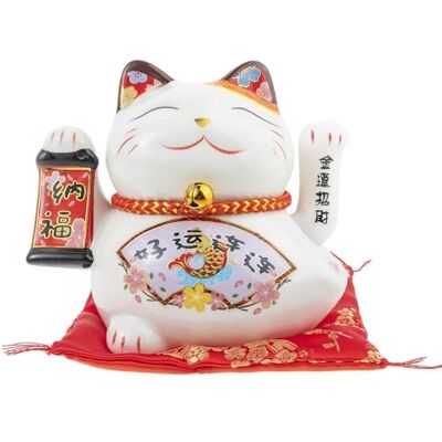 lachineuse Statuette Chat Maneki Neko Symbole Richesse et Bonheur Bras Mobile Porte Bonheur Japonais Traditionnel 12x14x10 cm Blanc, Porcelaine Fonctionne avec Pile LR03 Non Inclus - Publicité lachineuse Statuette Chat Maneki Neko Symbole Richesse et Bonheur Bras Mobile Porte Bonheur Japonais Traditionnel 12x14x10 cm Blanc, Porcelaine Fonctionne avec Pile LR03 Non Inclus - Publicité
