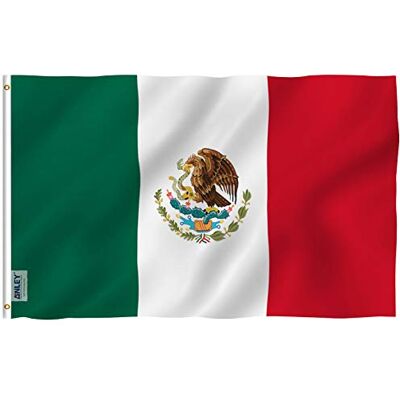 Anley Fly Breeze Drapeau du Mexique 0,9x1,5 m –résistant à la décoloration – En-tête en toile et double couture – Drapeaux nationaux mexicains MX en polyester avec œillets en laiton - Publicité Anley Fly Breeze Drapeau du Mexique 0,9x1,5 m –résistant à la décoloration – En-tête en toile et double couture – Drapeaux nationaux mexicains MX en polyester avec œillets en laiton - Publicité