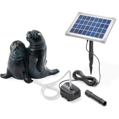 Esotec Solarbetriebener Gargouille Seehundpaar Avec Solaire Pompe de Bassin 5 Watt 250 L/Hauteur Dimensions Env. 200 x 200 X 220 MM Jeux D'Eau pour Étang Jardin Statuette Décorative D' Puit - Publicité Esotec Solarbetriebener Gargouille Seehundpaar Avec Solaire Pompe de Bassin 5 Watt 250 L/Hauteur Dimensions Env. 200 x 200 X 220 MM Jeux D'Eau pour Étang Jardin Statuette Décorative D' Puit - Publicité