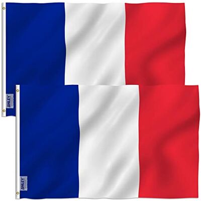 Anley Lot de 2 drapeaux Fly Breeze 3x5 pieds France Couleurs vives et résistant aux UV En-tête en toile et double couture Drapeaux nationaux français Polyester avec œillets en laiton 3x5 pieds - Publicité Anley Lot de 2 drapeaux Fly Breeze 3x5 pieds France Couleurs vives et résistant aux UV En-tête en toile et double couture Drapeaux nationaux français Polyester avec œillets en laiton 3x5 pieds - Publicité
