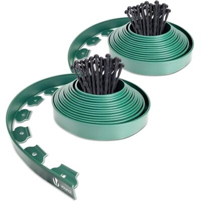 vounot ® Bordure de Jardin en Plastique 20 mètres avec 60 Piquets d'ancrage Bordurette de Pelouse Flexible Bordure de Gazon avec piquets Solides Idée de Jardin Hauteur 50mm, Epaisseur 4mm Vert Foncé - Publicité vounot ® Bordure de Jardin en Plastique 20 mètres avec 60 Piquets d'ancrage Bordurette de Pelouse Flexible Bordure de Gazon avec piquets Solides Idée de Jardin Hauteur 50mm, Epaisseur 4mm Vert Foncé - Publicité