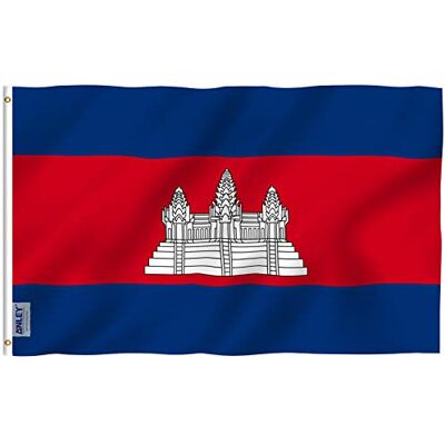 Anley Fly Breeze 3x5 pieds drapeau Cambodge couleur vive et résistant à la décoloration UV en-tête de toile et double couture drapeaux du Kampuchea Polyester avec œillets en laiton 3 X 5 FT - Publicité Anley Fly Breeze 3x5 pieds drapeau Cambodge couleur vive et résistant à la décoloration UV en-tête de toile et double couture drapeaux du Kampuchea Polyester avec œillets en laiton 3 X 5 FT - Publicité