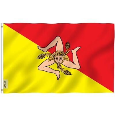 Anley Fly Breeze 3x5Pi Drapeau de Sicile Vive Résiste aux UV-Entête en Toile/Double Couture-Drapeau Italien de Sicile en polyester, œillet en Laiton 3x5Pi - Publicité Anley Fly Breeze 3x5Pi Drapeau de Sicile Vive Résiste aux UV-Entête en Toile/Double Couture-Drapeau Italien de Sicile en polyester, œillet en Laiton 3x5Pi - Publicité
