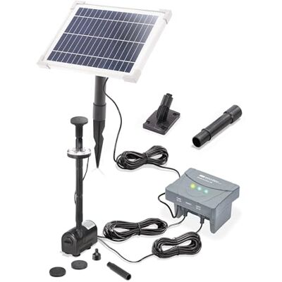 Esotec Pompe solaire pour bassin avec filtre 6/220 LED pour extérieur, set pompe irrigateur, 220 l/h, batterie LiFePo4, piquet panneau solaire 6 W, fontaine solaire pour bassin de jardin, pompe pour - Publicité Esotec Pompe solaire pour bassin avec filtre 6/220 LED pour extérieur, set pompe irrigateur, 220 l/h, batterie LiFePo4, piquet panneau solaire 6 W, fontaine solaire pour bassin de jardin, pompe pour - Publicité