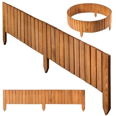 KADAX Bordure de pelouse en bois flexible 116 x 20 cm Bordure de parterre Clôture de jardin flexible Bordure de tonte Marron clair - Publicité KADAX Bordure de pelouse en bois flexible 116 x 20 cm Bordure de parterre Clôture de jardin flexible Bordure de tonte Marron clair - Publicité