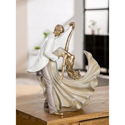 Gilde Salsa Figurine Danseuse en résine Doré Aspect métallique 28 x 29 x 14 cm - Publicité Gilde Salsa Figurine Danseuse en résine Doré Aspect métallique 28 x 29 x 14 cm - Publicité