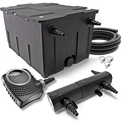 WilTec Kit complet: CBF-550 Filtre de bassin jusqu'à 60000L Biologique, NEO6000 pompe de filtration 6000l/h 40W, CUV-224 lampe uv 24W, 5m Tuyau 38 mm (1 1/2"), collier de serrage 44-47mm - Publicité WilTec Kit complet: CBF-550 Filtre de bassin jusqu'à 60000L Biologique, NEO6000 pompe de filtration 6000l/h 40W, CUV-224 lampe uv 24W, 5m Tuyau 38 mm (1 1/2"), collier de serrage 44-47mm - Publicité
