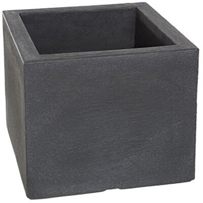Dehner Pot de Fleurs Palermo Aspect Ardoise, env. 30 x 30 x 26 cm, Plastique, Gris - Publicité Dehner Pot de Fleurs Palermo Aspect Ardoise, env. 30 x 30 x 26 cm, Plastique, Gris - Publicité