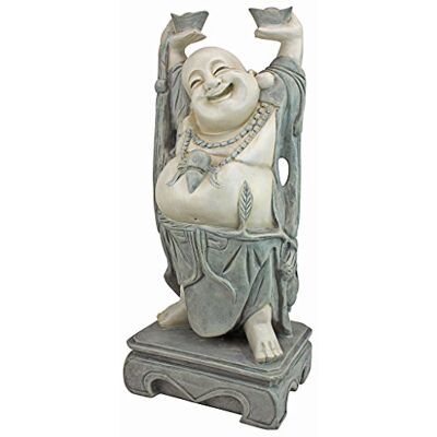 Design Toscano Bouddha Souirant Joyeux Hotei Statue de Jardin de Décor Asiatique, 63.5 cm, polyrésine, deux tons pierre - Publicité Design Toscano Bouddha Souirant Joyeux Hotei Statue de Jardin de Décor Asiatique, 63.5 cm, polyrésine, deux tons pierre - Publicité