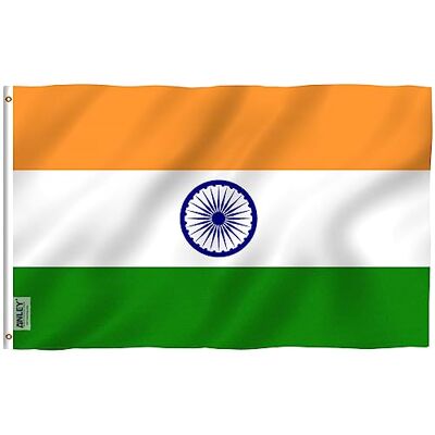 Anley Fly Breeze 3x5Pi Drapeau de l'Inde-Couleur Vive Résistant aux UV-Tête en Toile/Double Couture-Drapeau Nationale Indien Polyester œillet en Laiton 3x5Pi - Publicité Anley Fly Breeze 3x5Pi Drapeau de l'Inde-Couleur Vive Résistant aux UV-Tête en Toile/Double Couture-Drapeau Nationale Indien Polyester œillet en Laiton 3x5Pi - Publicité