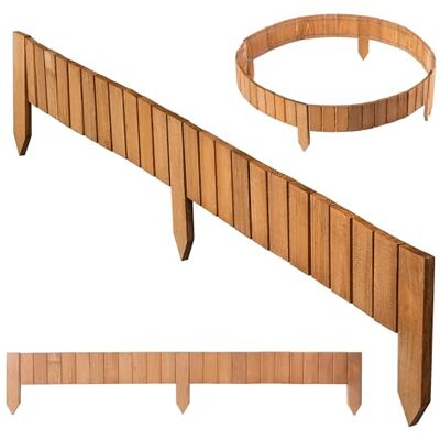 KADAX Bordure de pelouse en bois flexible 114 x 10 cm Bordure de parterre Bordure de jardin flexible Bordure de tonte Bordure enroulable (marron clair) - Publicité KADAX Bordure de pelouse en bois flexible 114 x 10 cm Bordure de parterre Bordure de jardin flexible Bordure de tonte Bordure enroulable (marron clair) - Publicité