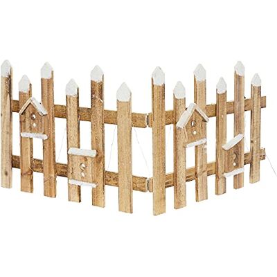 ECD Germany Mini Clôture de Jardin avec Illumination LED, en Bois Marron, 98x49x39x4 cm, Fonctionne avec Piles, Décoration Festive, Ornament de Sapin de Noël, Clôture Décorative d'Hiver avec Lumières - Publicité ECD Germany Mini Clôture de Jardin avec Illumination LED, en Bois Marron, 98x49x39x4 cm, Fonctionne avec Piles, Décoration Festive, Ornament de Sapin de Noël, Clôture Décorative d'Hiver avec Lumières - Publicité
