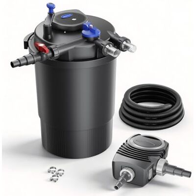 SunSun Kit complet: CPF-30000 Filtre de bassin à pression jusqu’à 12000 L avec 55 Watt lampe uv, NEO8000 SuperEco pompe 8000l/h 70W, 10m Tuyau 38 mm (1 1/2"), collier de serrage W1 44-47mm - Publicité SunSun Kit complet: CPF-30000 Filtre de bassin à pression jusqu’à 12000 L avec 55 Watt lampe uv, NEO8000 SuperEco pompe 8000l/h 70W, 10m Tuyau 38 mm (1 1/2"), collier de serrage W1 44-47mm - Publicité