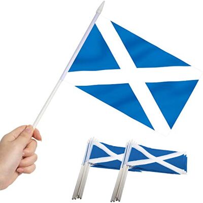 Anley Scotland Mini Flag 12 Pack Petits drapeaux écossais miniatures portatifs sur bâton Couleurs vives et résistantes à la décoloration 5 x 8 pouces avec poteau solide et haut en lance - Publicité Anley Scotland Mini Flag 12 Pack Petits drapeaux écossais miniatures portatifs sur bâton Couleurs vives et résistantes à la décoloration 5 x 8 pouces avec poteau solide et haut en lance - Publicité