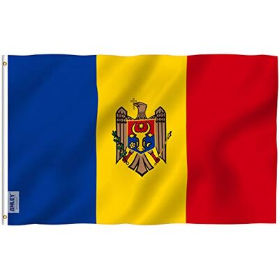Anley Fly Breeze 3x5 pieds drapeau Moldavie couleur vive et résistant à la décoloration UV en-tête de toile et double couture drapeaux de la République de Moldavie en polyester - Publicité Anley Fly Breeze 3x5 pieds drapeau Moldavie couleur vive et résistant à la décoloration UV en-tête de toile et double couture drapeaux de la République de Moldavie en polyester - Publicité