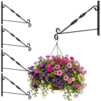 com-four ® support mural 4x en acier enduit de poudre, crochet pour pot de fleur, jardin, carillons éoliens, panier suspendu, avec vis et chevilles - Publicité com-four ® support mural 4x en acier enduit de poudre, crochet pour pot de fleur, jardin, carillons éoliens, panier suspendu, avec vis et chevilles - Publicité