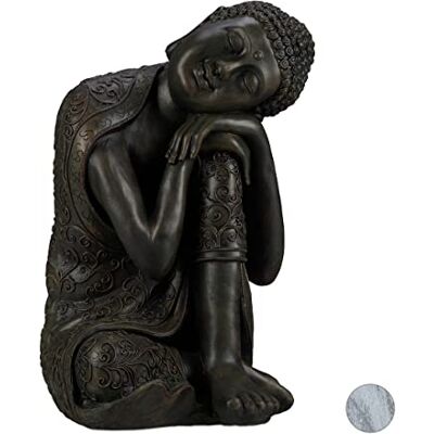 Relaxdays , gris foncé Statue figurine de Bouddha décoration jardin sculpture céramique Zen 60 cm, 60 x 35 x 35cm - Publicité Relaxdays , gris foncé Statue figurine de Bouddha décoration jardin sculpture céramique Zen 60 cm, 60 x 35 x 35cm - Publicité