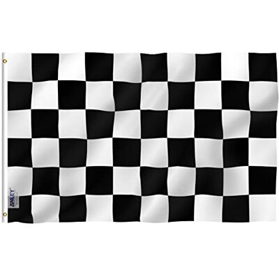 Anley Fly Breeze 3x5Pi Drapeau à Damier-Couleur Vive Résistant aux UV-Tête en Toile/Double Couture-Drapeau de Course Noir et Blanc Polyester œillet en Laiton 3x5Pi - Publicité Anley Fly Breeze 3x5Pi Drapeau à Damier-Couleur Vive Résistant aux UV-Tête en Toile/Double Couture-Drapeau de Course Noir et Blanc Polyester œillet en Laiton 3x5Pi - Publicité