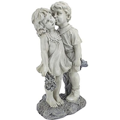 Design Toscano Amours de jeunesse : Statue d’enfants de jardin donnant un baiser - Publicité Design Toscano Amours de jeunesse : Statue d’enfants de jardin donnant un baiser - Publicité