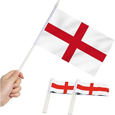 Anley England Mini Flag 12 Pack Petits drapeaux anglais miniatures tenus dans la main sur bâton Couleurs vives et résistantes à la décoloration 5 x 8 pouces avec pôle solide et dessus de lance - Publicité Anley England Mini Flag 12 Pack Petits drapeaux anglais miniatures tenus dans la main sur bâton Couleurs vives et résistantes à la décoloration 5 x 8 pouces avec pôle solide et dessus de lance - Publicité