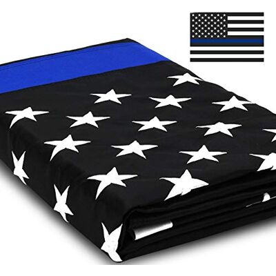 Anley EverStrong Series Thin Blue Line USA Flag 3x5 pieds en nylon résistant étoiles brodées et rayures cousues honorant les drapeaux de bannière des officiers chargés de l'application - Publicité Anley EverStrong Series Thin Blue Line USA Flag 3x5 pieds en nylon résistant étoiles brodées et rayures cousues honorant les drapeaux de bannière des officiers chargés de l'application - Publicité