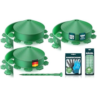 KESSER ® Bordure de pelouse en Plastique Souple Longueur : 30 m Hauteur : 5 cm avec 150 ancrages au Sol + 3 Paires de Gants Bordure du rez-de-chaussée-Bordure Parterre-Bordure tondre-Palissade - Publicité KESSER ® Bordure de pelouse en Plastique Souple Longueur : 30 m Hauteur : 5 cm avec 150 ancrages au Sol + 3 Paires de Gants Bordure du rez-de-chaussée-Bordure Parterre-Bordure tondre-Palissade - Publicité