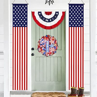 Anley Drapeau américain Bannières de porte à tirette Signes de porche (2 pièces) 12 "x 72" couleurs vives et résistant à la décoloration Drapeau des États-Unis Bannière murale suspendue Décoration - Publicité Anley Drapeau américain Bannières de porte à tirette Signes de porche (2 pièces) 12 "x 72" couleurs vives et résistant à la décoloration Drapeau des États-Unis Bannière murale suspendue Décoration - Publicité