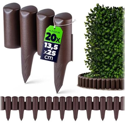 KADAX Palissade de jardin en plastique pour fleurs Bordure de pelouse décorative Bordure de parterre avec piquet de sol Type de piquet en bois Bordure de parterre (marron 5 m) - Publicité KADAX Palissade de jardin en plastique pour fleurs Bordure de pelouse décorative Bordure de parterre avec piquet de sol Type de piquet en bois Bordure de parterre (marron 5 m) - Publicité