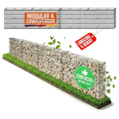 bellissa set pour mur-gabion 95550 mur-gabion, cages à pierres longueur réglable, kit évolutif- 232 x 10 x 40 cm - Publicité bellissa set pour mur-gabion 95550 mur-gabion, cages à pierres longueur réglable, kit évolutif- 232 x 10 x 40 cm - Publicité