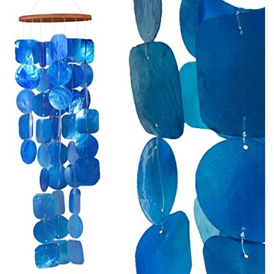 ART Capiz Chaîne en forme de coquillage Bleu comme suspension pour fenêtre ou décoration de salon, décoration de jardin, longueur 70 cm - Publicité ART Capiz Chaîne en forme de coquillage Bleu comme suspension pour fenêtre ou décoration de salon, décoration de jardin, longueur 70 cm - Publicité