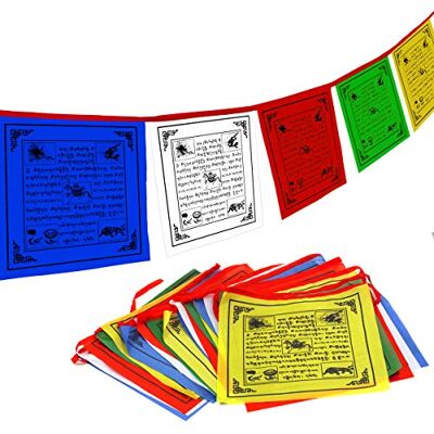 Anley Drapeau de Prière Bouddhiste Tibétain Cinq Eléments Traditionnels-Conception Horizontale du Cheval de Vent (10x10cm) 25 drapeaux & 23 pi - Publicité Anley Drapeau de Prière Bouddhiste Tibétain Cinq Eléments Traditionnels-Conception Horizontale du Cheval de Vent (10x10cm) 25 drapeaux & 23 pi - Publicité