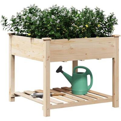 Vidaxl - Pot de jardin avec étagère 90x90x76 cm - Bois - Publicité Vidaxl - Pot de jardin avec étagère 90x90x76 cm - Bois - Publicité