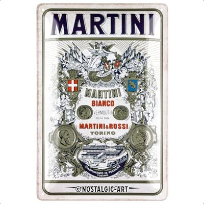 Plaque rétro, 20 x 30 cm, Martini – Bianco Vermouth Label – Idée de cadeau comme accessoire du bar, Official License Product (OLP), en métal, design vintage - Publicité Plaque rétro, 20 x 30 cm, Martini – Bianco Vermouth Label – Idée de cadeau comme accessoire du bar, Official License Product (OLP), en métal, design vintage - Publicité