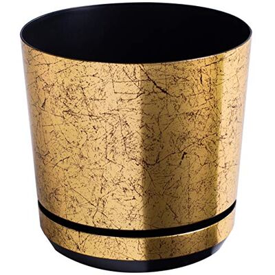 KORAD Pot de fleurs avec soucoupe intégrée, décor 012, doré vieilli, diamètre 16 cm, pot pour plantes, en plastique, de haute qualité, décoratif avec trous de drainage - Publicité KORAD Pot de fleurs avec soucoupe intégrée, décor 012, doré vieilli, diamètre 16 cm, pot pour plantes, en plastique, de haute qualité, décoratif avec trous de drainage - Publicité