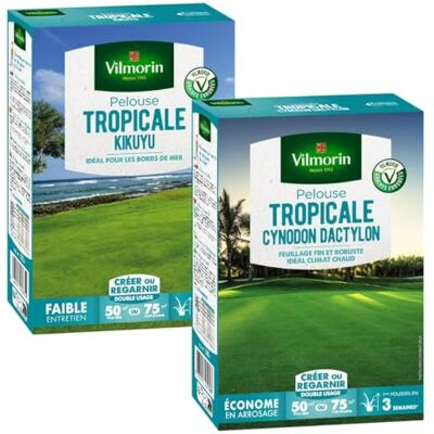Vilmorin Pelouse Tropicale Kikuyu 500 g + Cynodon Dactylon 500 g - Publicité Vilmorin Pelouse Tropicale Kikuyu 500 g + Cynodon Dactylon 500 g - Publicité