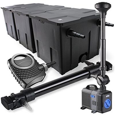 SunSun Kit complet: CBF-350C Filtre de bassin jusqu'à 90000L Biologique, NEO10000 pompe de filtration 10000l/h 80W, CUV-672Lampe uv UVC Clarificateur avec 72W, CTP-5003 Pompe pour fontaine 5000l/h 30W - Publicité SunSun Kit complet: CBF-350C Filtre de bassin jusqu'à 90000L Biologique, NEO10000 pompe de filtration 10000l/h 80W, CUV-672Lampe uv UVC Clarificateur avec 72W, CTP-5003 Pompe pour fontaine 5000l/h 30W - Publicité