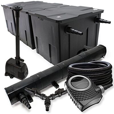 SunSun Kit complet: CBF-350C Filtre de bassin jusqu'à 90000 L, NEO10000 pompe de filtration 10000l/h 80W, CUV-272 lampe uv 72W, 25m Tuyau 25 mm, HJ-943 fontaine 800l/h 16W, Y-distributeur - Publicité SunSun Kit complet: CBF-350C Filtre de bassin jusqu'à 90000 L, NEO10000 pompe de filtration 10000l/h 80W, CUV-272 lampe uv 72W, 25m Tuyau 25 mm, HJ-943 fontaine 800l/h 16W, Y-distributeur - Publicité