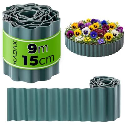 KADAX Bordure de pelouse 15 cm x 9 m Bordure de parterre en plastique flexible Bordure de parterre Bordure de tonte Bordure de pelouse - Publicité KADAX Bordure de pelouse 15 cm x 9 m Bordure de parterre en plastique flexible Bordure de parterre Bordure de tonte Bordure de pelouse - Publicité
