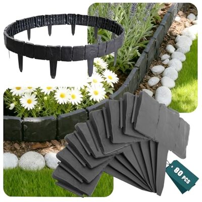 vounot ® Bordure de Jardin 20m Imitation Pierre en PP Durable Clôture Gazon Décorative Facile à Installer pour Allée Pelouse Parterre Lot de 80pcs Gris - Publicité vounot ® Bordure de Jardin 20m Imitation Pierre en PP Durable Clôture Gazon Décorative Facile à Installer pour Allée Pelouse Parterre Lot de 80pcs Gris - Publicité
