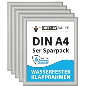 DISPLAY SALES Lot de 5 cadres A4 pliants imperméables Cadre photo A4 extérieur résistant aux intempéries Cadre clic clac A4 en aluminium Cadre format A4 (21x30 cm) - Publicité DISPLAY SALES Lot de 5 cadres A4 pliants imperméables Cadre photo A4 extérieur résistant aux intempéries Cadre clic clac A4 en aluminium Cadre format A4 (21x30 cm) - Publicité