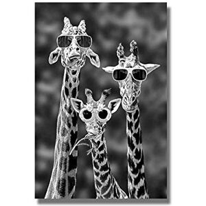 juntop Impression d'art noir et blanc animaux peinture sur toile girafes drôles affiches et impressions mur Art photo pour salon décor à la maison 70X90 cm sans cadre - Publicité juntop Impression d'art noir et blanc animaux peinture sur toile girafes drôles affiches et impressions mur Art photo pour salon décor à la maison 70X90 cm sans cadre - Publicité