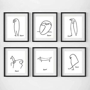 WHGBDY Art Mural Minimaliste Nordique Picasso Animaux Affiche Dessin Au Trait Abstrait Toile Tableau Art Peinture Scandinave Tableaux Decoration à La Maison 20x30cm×6pcs sans Cadre - Publicité WHGBDY Art Mural Minimaliste Nordique Picasso Animaux Affiche Dessin Au Trait Abstrait Toile Tableau Art Peinture Scandinave Tableaux Decoration à La Maison 20x30cm×6pcs sans Cadre - Publicité