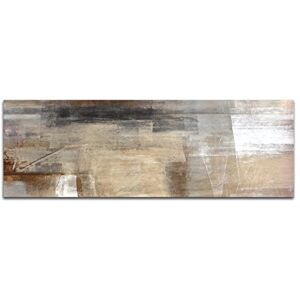 Image sur Toile et panoramique Châssis 150 x 50 cm Peinture Art Abstrait Marron Beige - Publicité Image sur Toile et panoramique Châssis 150 x 50 cm Peinture Art Abstrait Marron Beige - Publicité