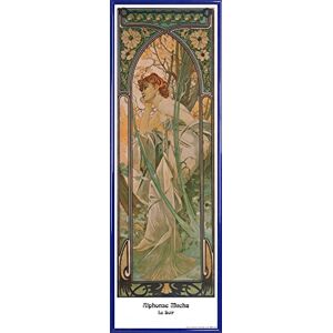 1art1 Alphonse Mucha Affiche Reproduction et Cadre (Plastique) Les Heures du Jour, Rêverie du Soir, 1899 (91 x 30cm) - Publicité 1art1 Alphonse Mucha Affiche Reproduction et Cadre (Plastique) Les Heures du Jour, Rêverie du Soir, 1899 (91 x 30cm) - Publicité