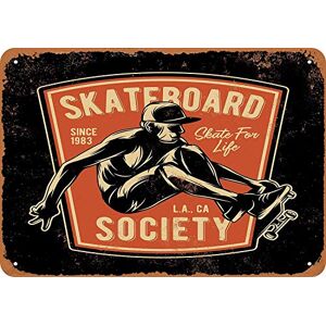 Scvgfdxzs Skateboard Society Los Angeles Plaque murale rétro en fer Peinture vintage en métal Décoration Affiche d'avertissement pour bar, café, magasin, maison, garage 20,3 x 30,5 cm - Publicité Scvgfdxzs Skateboard Society Los Angeles Plaque murale rétro en fer Peinture vintage en métal Décoration Affiche d'avertissement pour bar, café, magasin, maison, garage 20,3 x 30,5 cm - Publicité