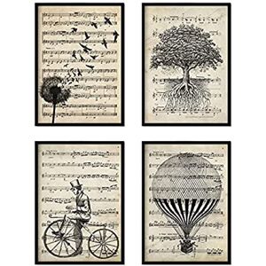 Nacnic Set 4 Posters avec partitions de Musique. Décoration Murale de Style Vintage avec Motifs de la Nature. Affiches Magnifiquement conçues pour Votre Maison, Magasin, Bureau. A4 Encadré - Publicité Nacnic Set 4 Posters avec partitions de Musique. Décoration Murale de Style Vintage avec Motifs de la Nature. Affiches Magnifiquement conçues pour Votre Maison, Magasin, Bureau. A4 Encadré - Publicité